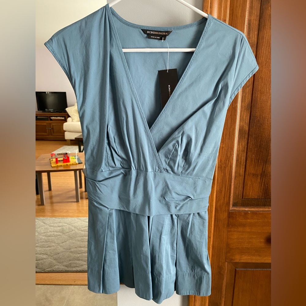 BCBGMaxAzria Blue Blouse with V-Neck